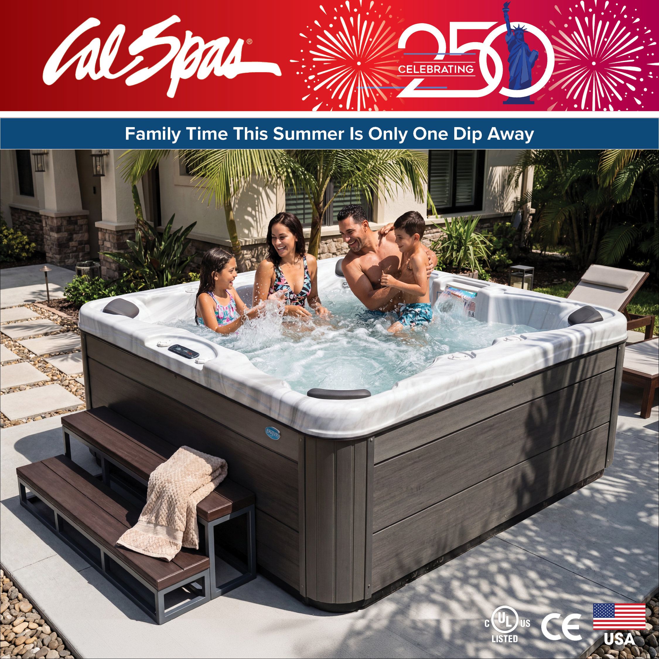 Calspas hot tub being used in a family setting - Modesto
